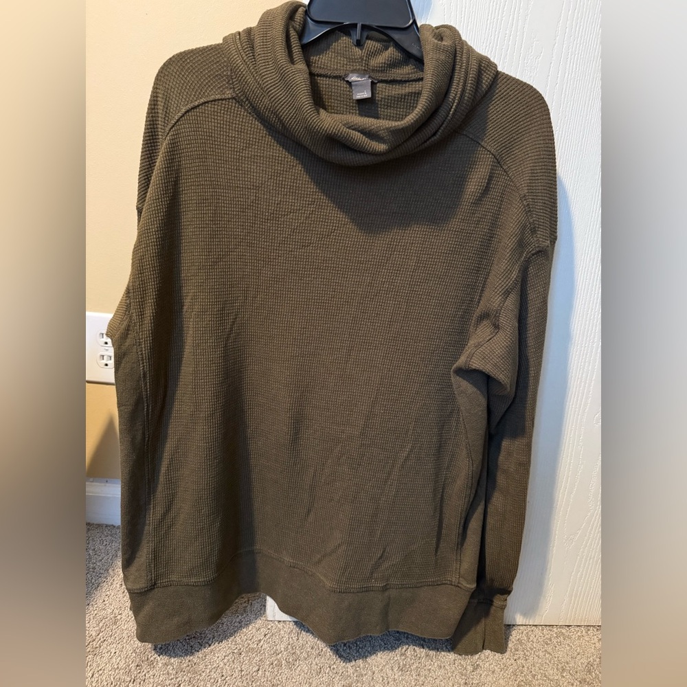 Eddie Bauer Olive Cowl Neck Sweater